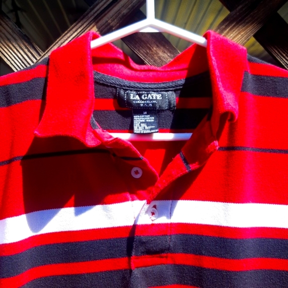 LA Gate Red striped Polo shirt - Picture 3 of 6